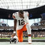 Deion Sanders had quite a time at son Shedeur’s big debut for Browns